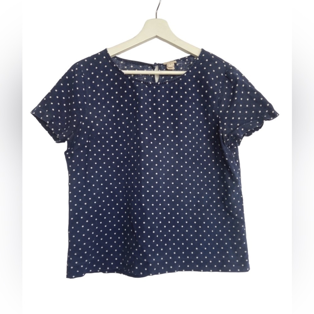 J.Crew Linen polkadot Tshirt Size Medium